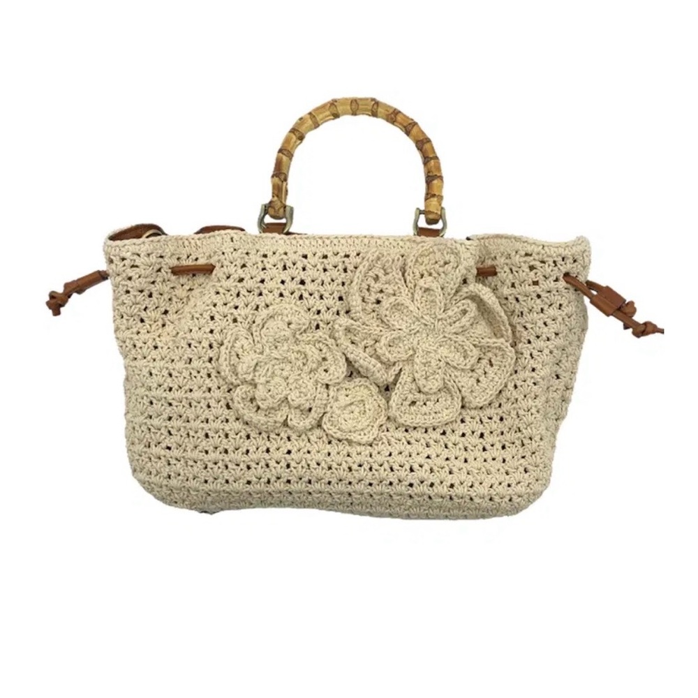 NWT Patricia Nash Crochet Bamboo Handle Bag - Picture 1 of 9